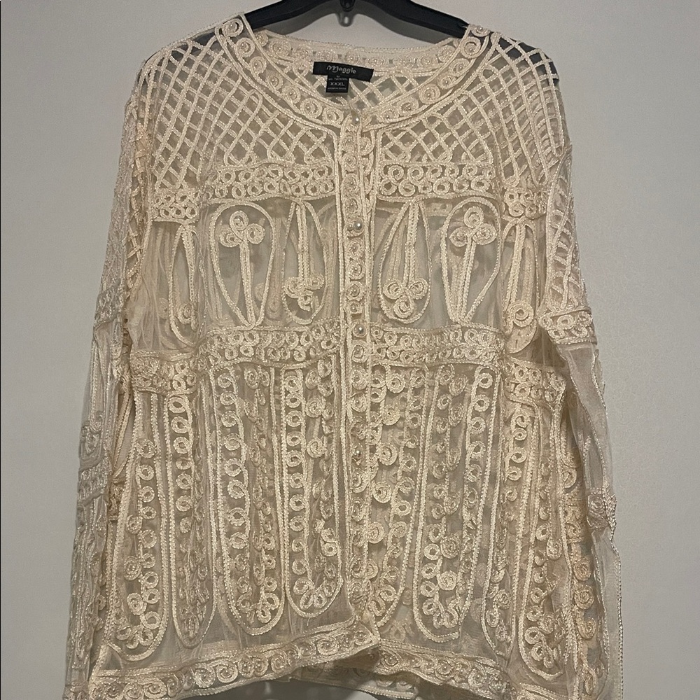 Mr. Tablecloth Elegant Ivory Lace Blouse